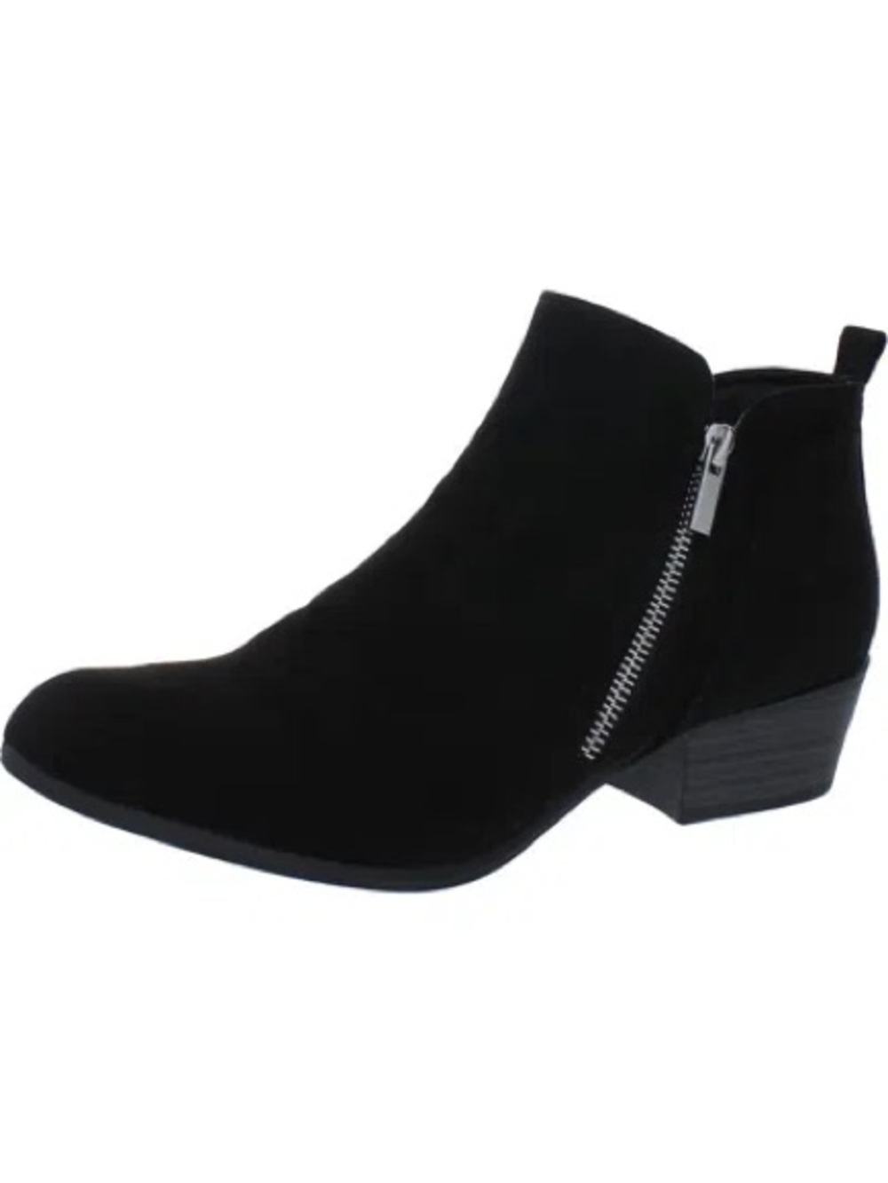 Esprit Black Suede Ankle Booties with Silver Side Zip sz 8